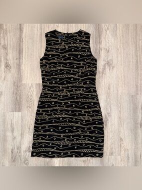 Breeches Black Abstract Print Dress Size 4 Sleeveless Mini